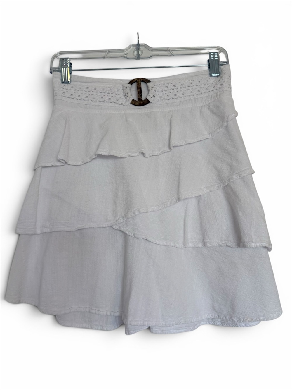 Cotton Natural White Tiered Ruffle Skirt 100% Peruvian Cotton Boho Cottagecore